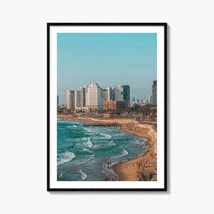 Impression d'affiche colorée n° 1 de Tel-Aviv, art photo de Tel-Aviv, décoration murale de Tel-Aviv, impression de voyage de Tel-Aviv, affiche de plan de rue de Tel-Aviv, plan de la ville