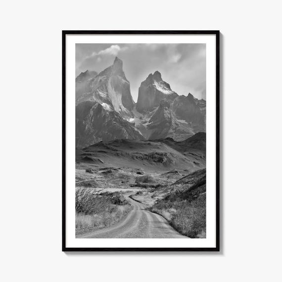 Torres del Paine Black and White Fine Art Photo Print, Patagonia Chile, Lake Pehoe