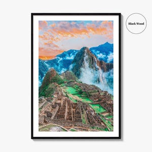 Machu Picchu Colorful Poster Print No 1, Machu Picchu Photo Art, Machu Picchu Decor, Travel Print, Machu Picchu Street Map Poster, City Map