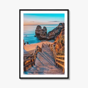 Kleurrijke posterafdruk Algarve, Algarve fotokunst aan de muur, wanddecoratie Algarve, reisafdruk Algarve, poster Algarve, stratenplan Algarve, stadsplattegrond