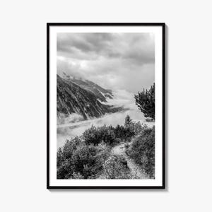 Svartvitt konstfototryck av Schlegeisjön, Zillertaler Alperna Mayrhofen Tyrolen Poster