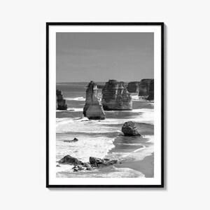 Zwölf Apostel Australien Fine Art Photo Print, schwarz weiß