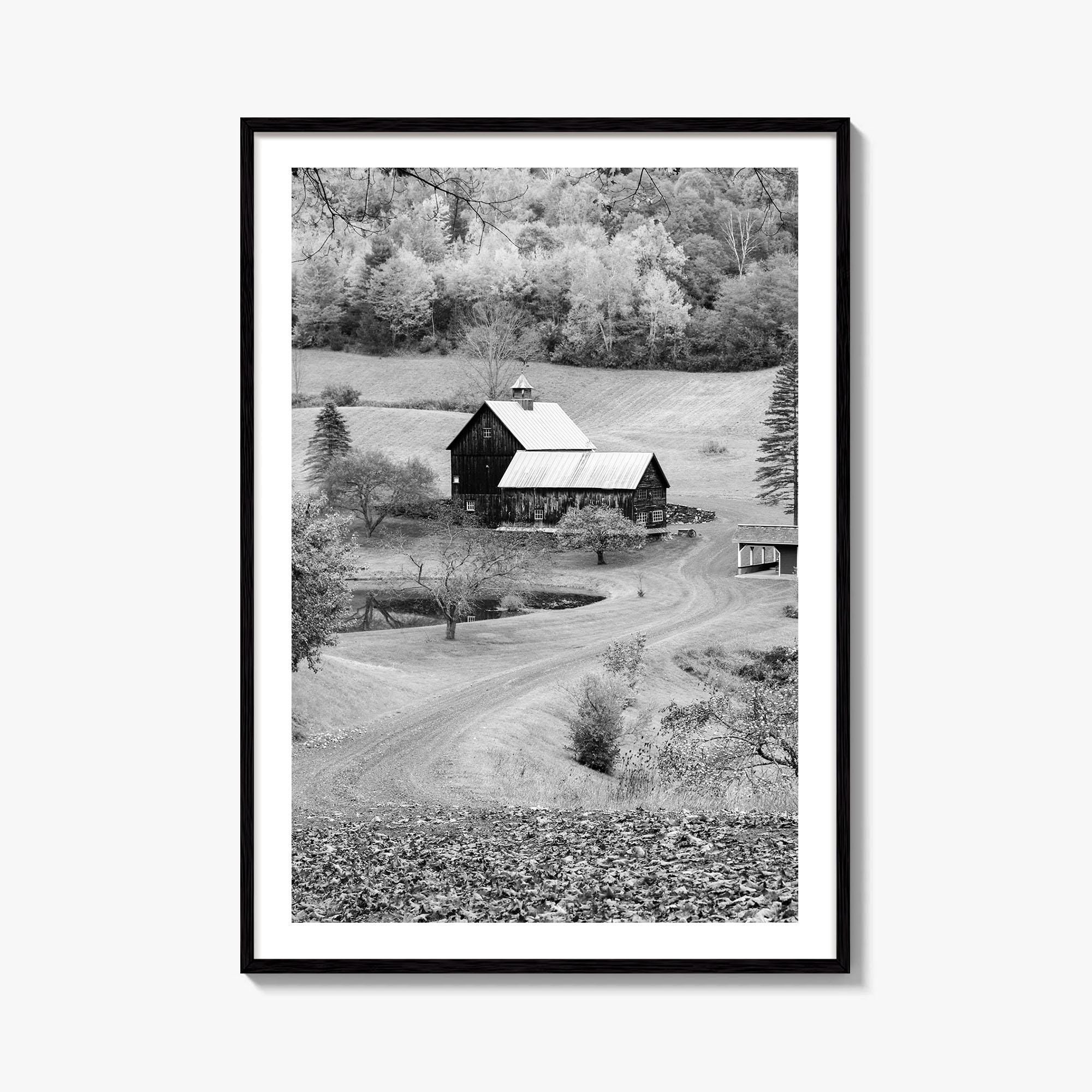 New England Black and White Fine Art Photo Print, Vermont Autumn