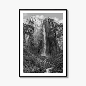 Impresión de póster fotográfico de Venezuela, arte mural en blanco y negro de Venezuela, fotografía de Venezuela, viajes a Venezuela, póster con mapa de Venezuela