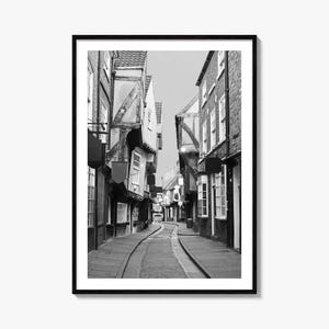 York fotoposter afdrukken Engeland, York zwart-witte muurkunst, York muurfotografie, reizen York, kaart York kaartposter