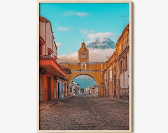 Antigua Guatemala Colorful Poster Print No 1, Antigua Guatemala Photo Art, Antigua Guatemala Decor, Travel Print, Street Map Poster