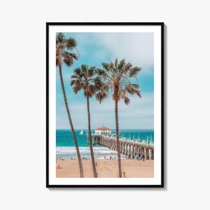 Póster colorido de Manhattan Beach n.° 1, arte mural fotográfico de Manhattan Beach, decoración, impresión de viaje, póster de mapa callejero de Manhattan Beach, mapa de la ciudad