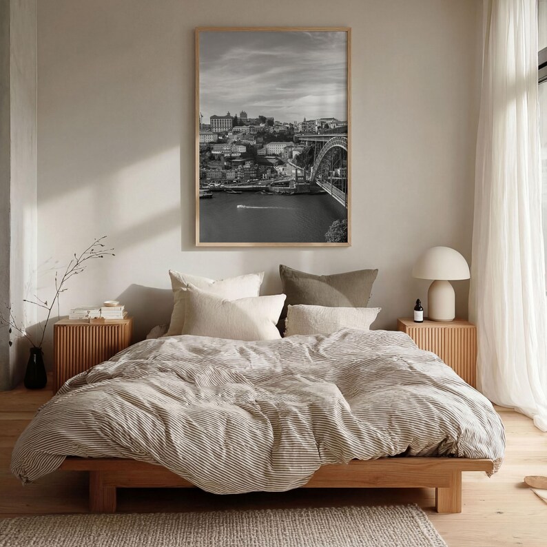 Porto Skyline schwarz weiss Fine Art Foto, der Douro Fluss Portugal Poster Bild 12