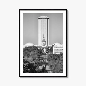 Plakat ze zdjęciem Tallahassee, Czarno-biała sztuka ścienna Tallahassee, Fotografia Tallahassee, Podróże Tallahassee, Plakat z mapą