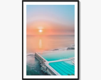 Bondi Beach Fine Art Photo Print, Icebergs Pool Poster, Sydney Australia Sunrise Wall Decor