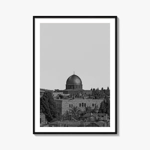 Jerusalem Photo Poster Print, Jerusalem Black and White Art, Jerusalem Wall Photography, Jerusalem Travel, Jerusalem Map Poster