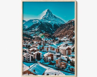 Matterhorn Bunt Poster Druck, Matterhorn Foto Wandkunst, Matterhorn Wand-Dekor, Reise-Druck, Matterhorn Straßen Karte Poster, Stadt Karte