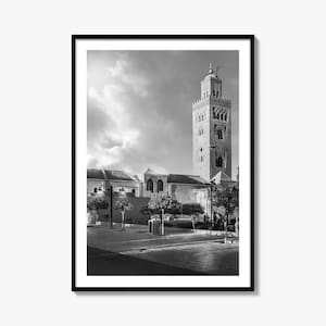 Marrakesch Foto Poster Druck, Marrakesch Schwarz, Weiß Wandkunst, Marrakesch Fotografie, Marrakesch Reise, Marrakesch Karte Poster