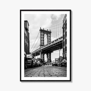 Póster fotográfico de Brooklyn n.º 1, arte en blanco y negro de Brooklyn, fotografía de pared de Brooklyn, viajes por Brooklyn, póster con mapa de Brooklyn