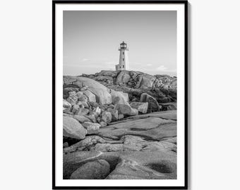 Peggys Cove Black and White Fine Art Photo Print, Halifax Poster, Nova Scotia Decor
