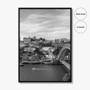 Porto Skyline schwarz weiss Fine Art Foto, der Douro Fluss Portugal Poster Bild 15