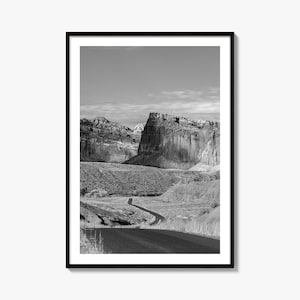 Capuchol Reef Nationalpark Foto Poster Druck, Cappolol Reef Nationalpark Schwarz und Weiß Kunst, Fotografie, Reise, Karte Poster
