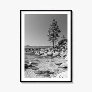 Lake Tahoe Photo Poster Print No 2, Lake Tahoe Black and White Art, Lake Tahoe Wall Photography, Lake Tahoe Travel, Map Poster