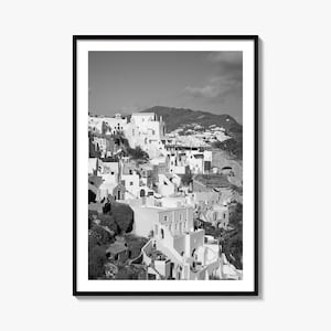Santorini Fine Art-fotoafdruk, Griekse muurdecoratieposter, Griekse eilanden, kerken op heuvels