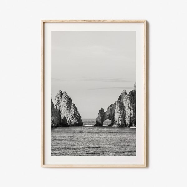 Cabo San Lucas Photo Poster Print, Cabo San Lucas Black and White Wall Art, Cabo San Lucas Wall Photography, Travel, Map Poster