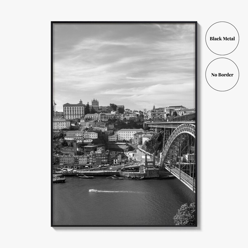 Porto Skyline schwarz weiss Fine Art Foto, der Douro Fluss Portugal Poster Bild 18