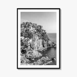 Cinque Terre Foto Poster Druck Nr. 1, Cinque Terre Schwarz Weiß Wandkunst, Cinque Terre Wand Fotografie, Reise, Karte Poster