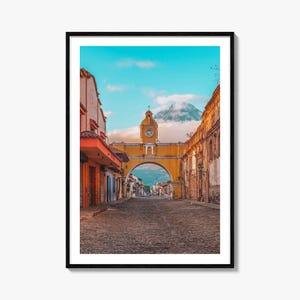 Póster colorido de Antigua Guatemala n.° 1, fotografía artística de Antigua Guatemala, decoración de Antigua Guatemala, impresión de viaje, póster de mapa callejero