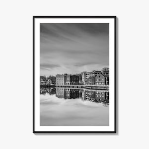 Impresión de póster fotográfico de Westport, Connecticut, arte en blanco y negro de Westport, fotografía de pared de Westport, viajes a Westport, póster con mapa de Westport