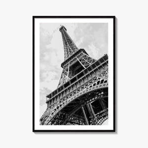 Impresión fotográfica artística en blanco y negro de la Torre Eiffel, París, Francia, póster de pared