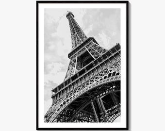 Eiffeltoren zwart-wit fine-art fotoprint, muurposter, Parijs, Frankrijk