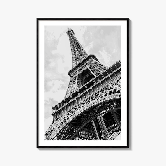 エッフェル塔の白黒ファインアート写真プリント、パリ、フランス、壁
