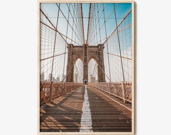 Brooklyn Bridge Colorful Poster Print No 2, Brooklyn Bridge Photo Art, Brooklyn Bridge Wall Decor, Travel Print, Street Map Poster, City Map