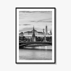 Moskau Foto Poster Druck Russland, Moskau Schwarzweiß, Wandkunst, Moskau Fotografie, Moskau Reise, Moskau Karte Poster