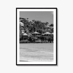 Póster fotográfico de Antigua y Barbuda, arte mural en blanco y negro de Antigua y Barbuda, fotografía de Antigua y Barbuda, viajes, póster de mapa
