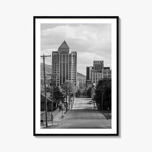 Roanoke Foto Poster Druck, Roanoke Schwarz Weiß Wandkunst, Roanoke Wand Fotografie, Roanoke Reise, Roanoke Karte Poster
