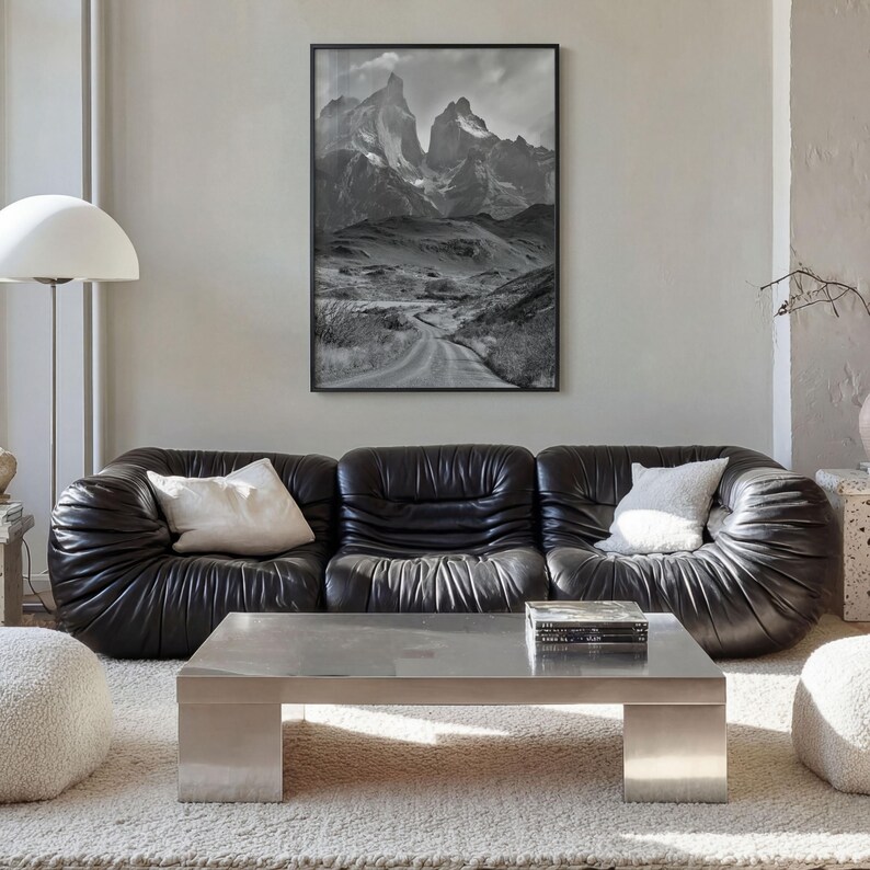 Torres del Paine Black and White Fine Art Photo Print, Patagonia Chile, Lake Pehoe image 14