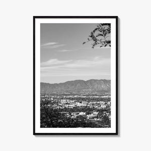 San Fernando Valley fotoposter print, San Fernando Valley zwart-witte muurkunst, muurfotografie, reizen, kaartposter