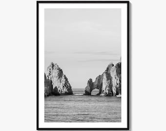 Cabo San Lucas Black and White Fine Art Photo Print, El Arco Mexico Poster