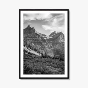 Poster fotografico del Montana n. 3, stampa artistica in bianco e nero del Montana, fotografia murale del Montana, viaggi nel Montana, poster con mappa del Montana