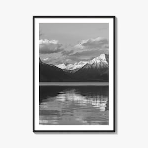 Glacier National Park Photo Poster Print, Black and White Wall Art, Glacier National Park Wall Photography, Travel, Map Poster