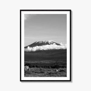 Kilimandscharo Foto Poster Druck, Kilimandscharo Schwarzweiß Kunst, Kilimandscharo Fotografie, Reise, Karte Poster