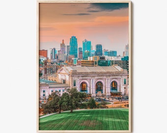 Kansas City Colorful Poster Print No 1, Kansas City Photo Wall Art, Kansas City Decor, Travel Print, Kansas City Street Map Poster, City Map