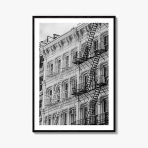Póster fotográfico de SoHo en la ciudad de Nueva York, arte mural en blanco y negro de SoHo, fotografía mural de SoHo en Nueva York, viajes, póster con mapa