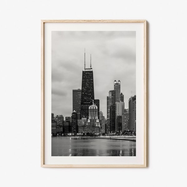 Chicago Photo Poster Print No 2, Chicago Black and White Wall Art, Chicago Wall Photography, Chicago Travel, Chicago Map Poster
