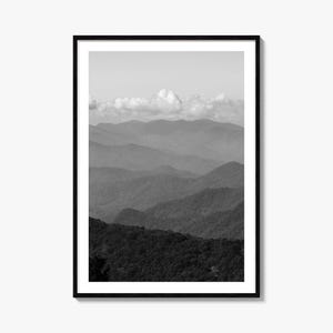 Blue Ridge Mountains Photo Poster Print, Blue Ridge Mountains Black and White Art, Blue Ridge Mountains Photography, Travel, Map Poster