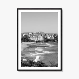 Biarritz Foto Poster Druck, Biarritz Schwarzweiß Wandkunst, Biarritz Wand Fotografie, Biarritz Reise, Biarritz Karte Poster