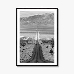 Death Valley-fotoposterafdruk, Death Valley zwart-witte muurkunst, Death Valley muurfotografie, reizen, kaartposter