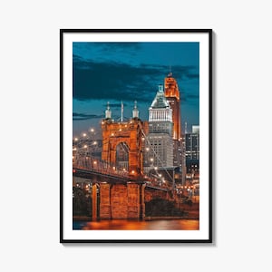 Cincinnati Colorful Poster Print No 2, Cincinnati Photo Wall Art, Decor, Cincinnati Travel Print, Cincinnati Street Map Poster, City Map