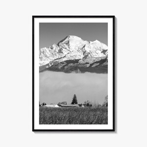 Stampa fotografica del Monte Baker, stampa murale in bianco e nero del Monte Baker, fotografia del Monte Baker, viaggio sul Monte Baker, poster con mappa