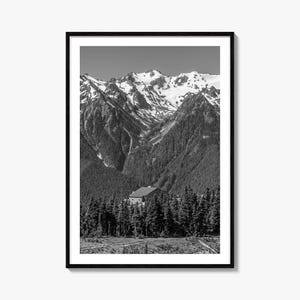 Olympia-Nationalpark Foto-Plakat, Schwarzweiß-Wandkunst,ausdrucksvoll, Fotografie, Schwarzweißdruck, Fotografie, Reise, Karte Poster